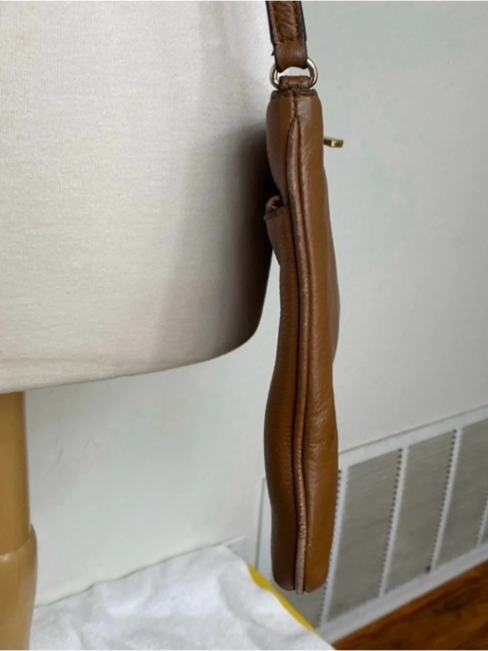 Michael Kors Women's Cognac Pebble Leather Zipper Adjustable Strap Crossbody Bag